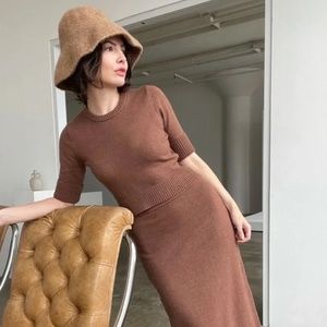Who What Wear Natalie Cuffed Knit Sweater Top in Brown Clay